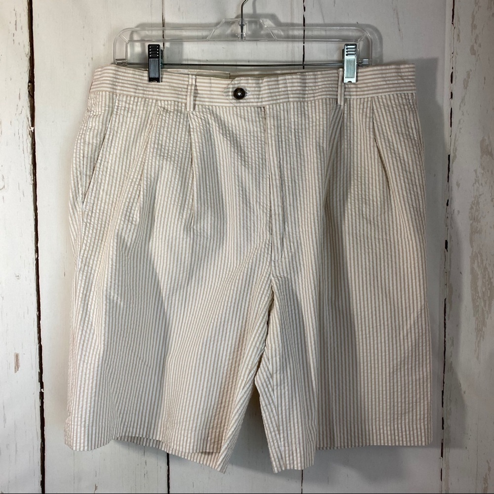Berle Sz 36R Seersucker‎ Beige White shorts